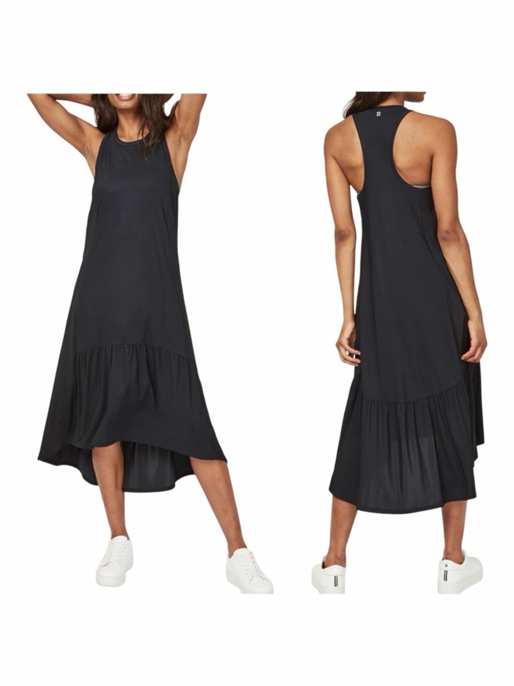 Sweaty Betty Black Ace Racerback Midi Dress. Size Medium.